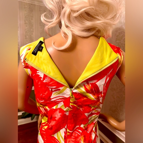 TAHARI “Arthur S. Levine!”Hawaiian Flowers🌺Sundress! Red/grn/Size-10 - Picture 9 of 13
